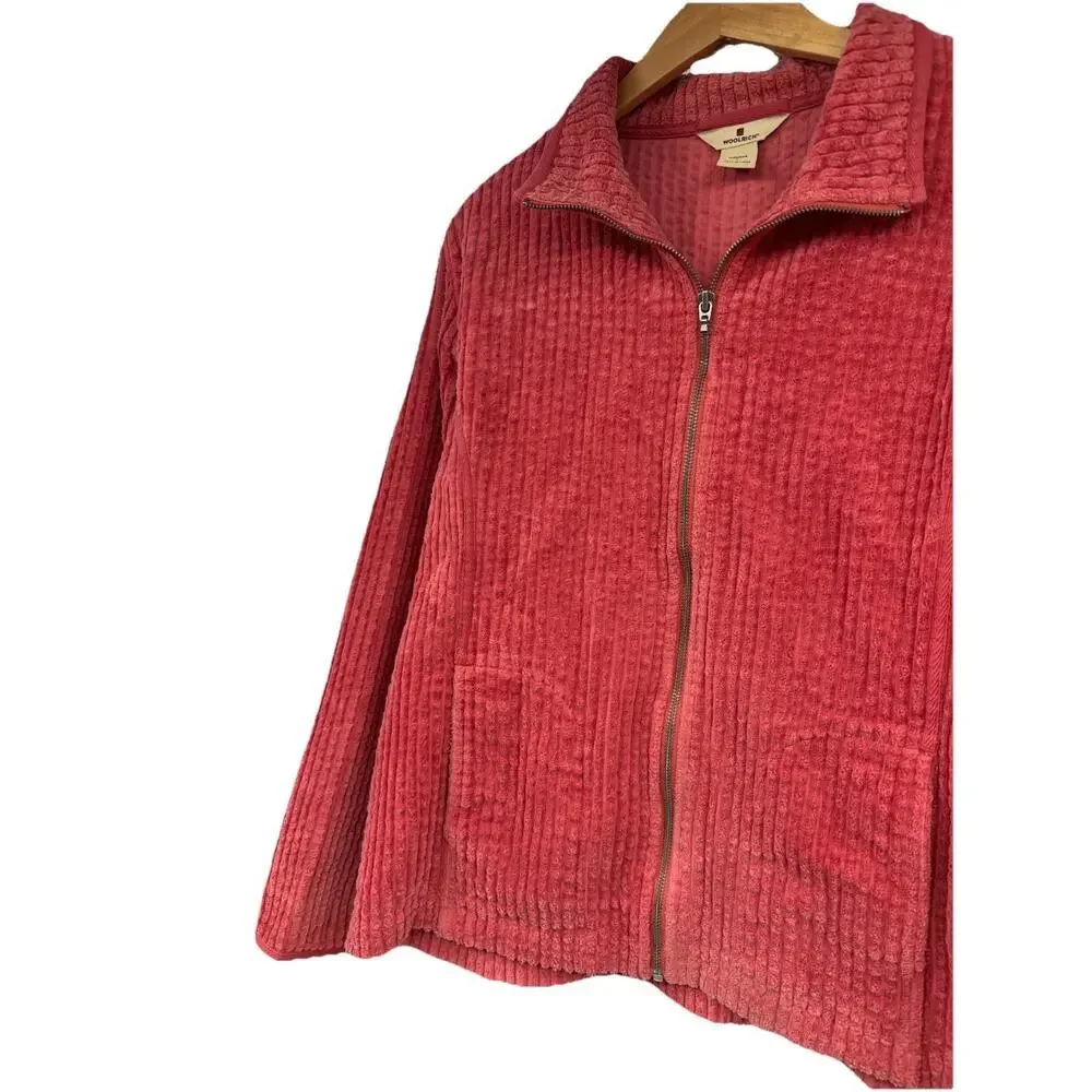Woolrich Ruby Burgundy Full Zip Up Wide Whale‎ Corduroy Jacket Women's Size L